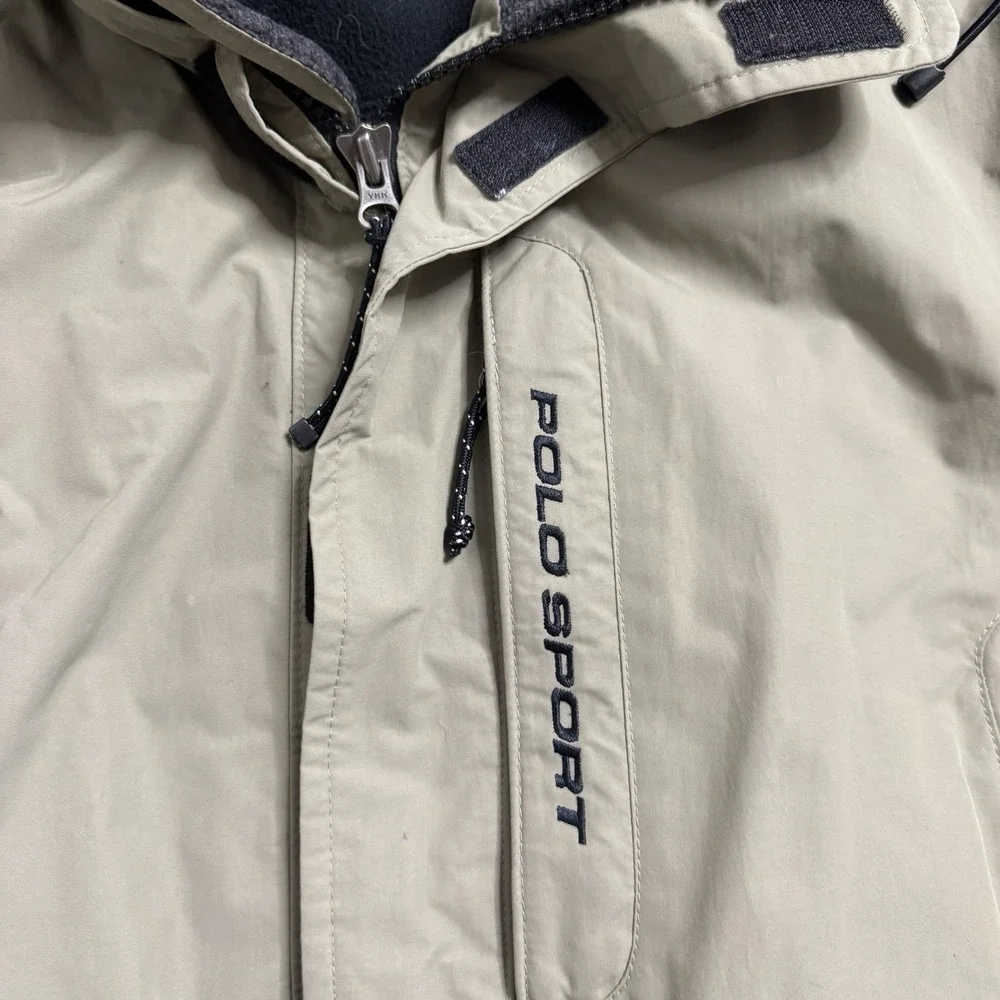 Polo Sport Ralph Lauren Vintage Jacket USA Flag‎ Beige Hooded L
